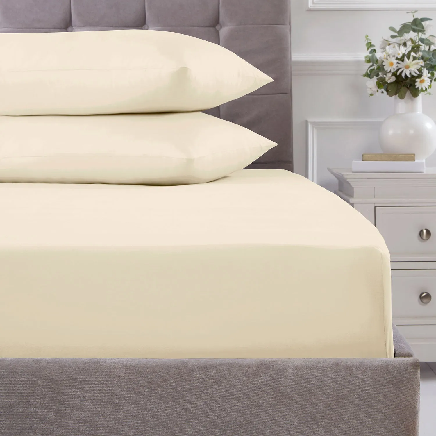 100% Cotton 180TC Lemon Fitted Sheet