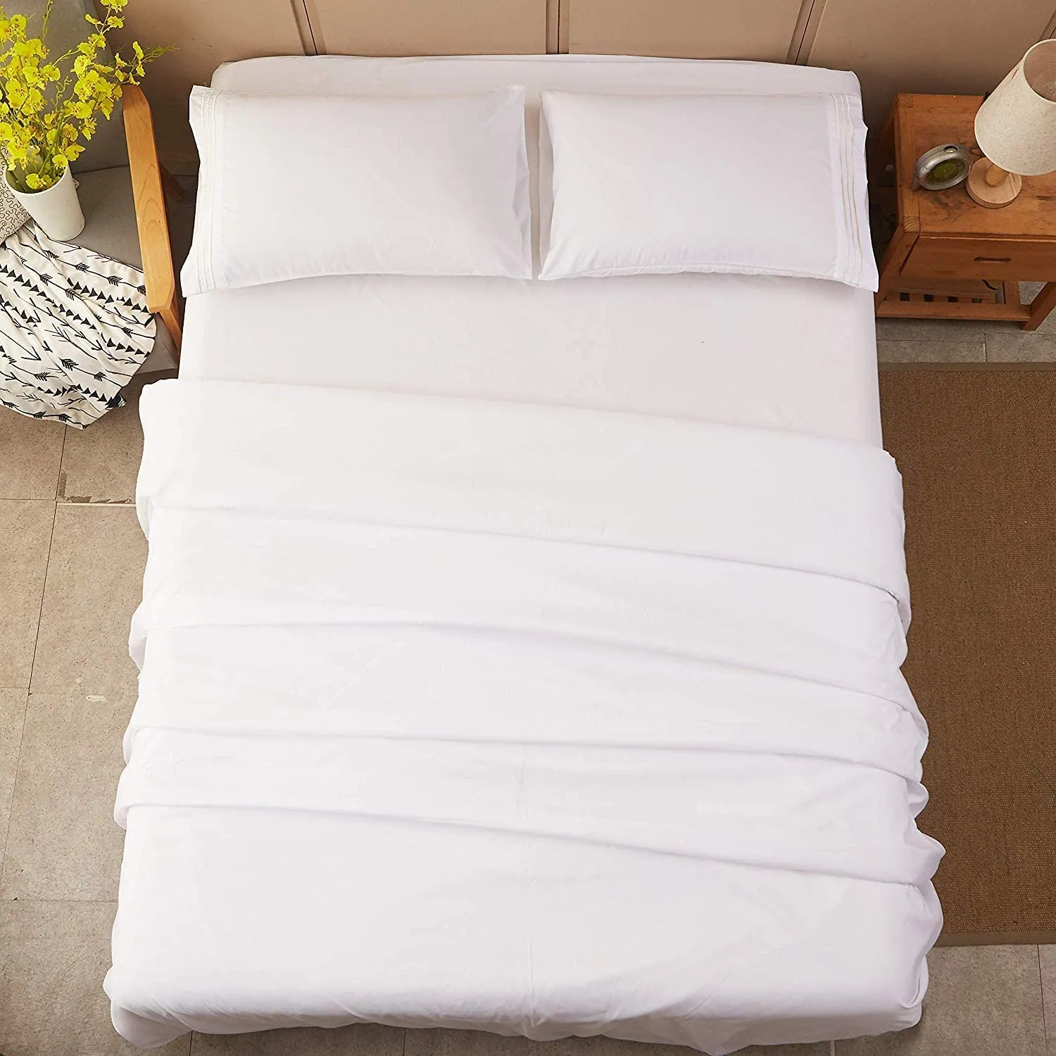 1800 Tread Wrinkle Stain Fade Resistant Hypoallergenic Deep Pocket 6 Pcs Bed Sheet Set