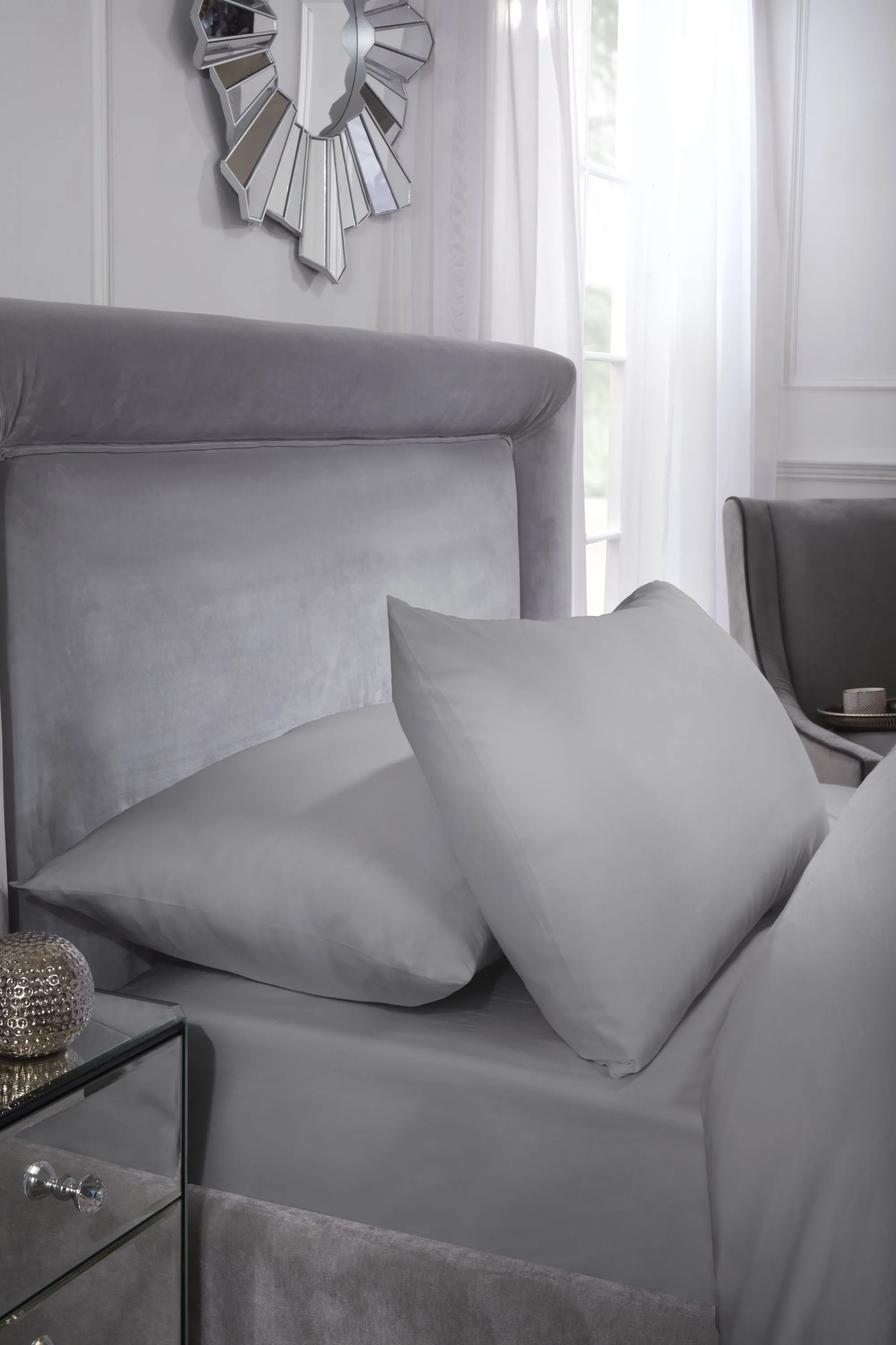 400 Thread Count Cotton - Flat Sheet in Silver Grey