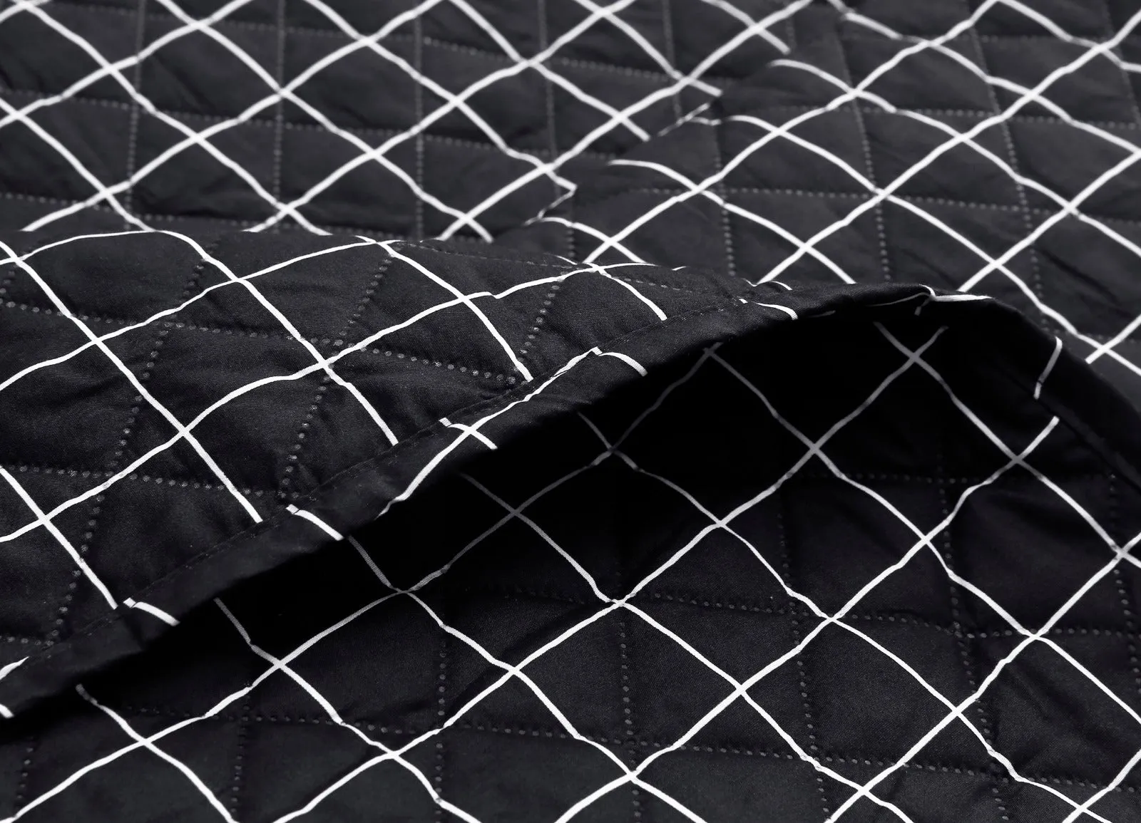 6 PCs Bed Spread Set-Black Check