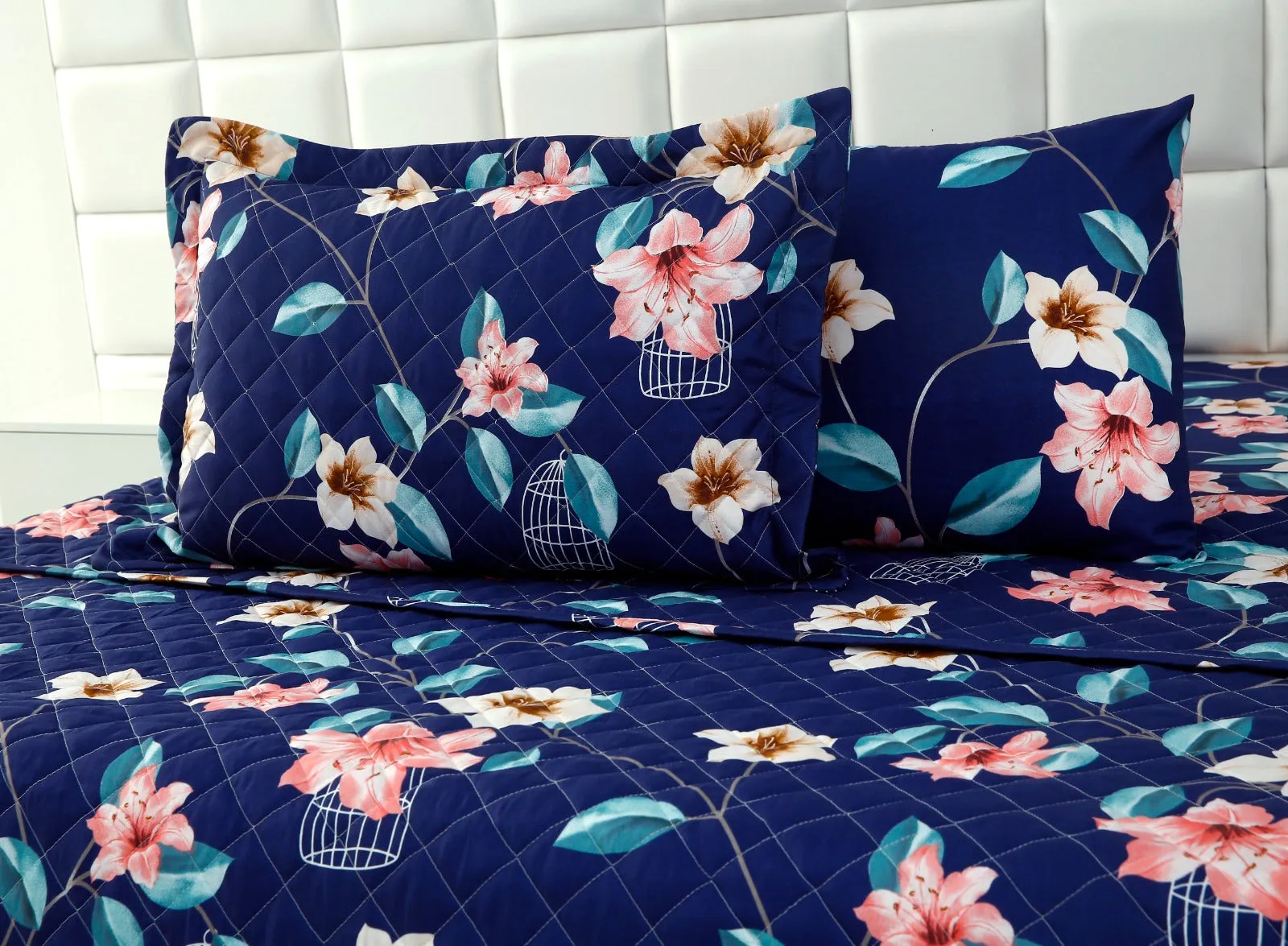 6 PCs Printed Bed Spread Set-Rosette Flower