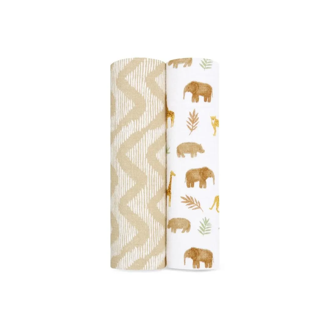 aden   anais Essentials Cotton Muslin 2 Pack Swaddle Blanket - Tanzania