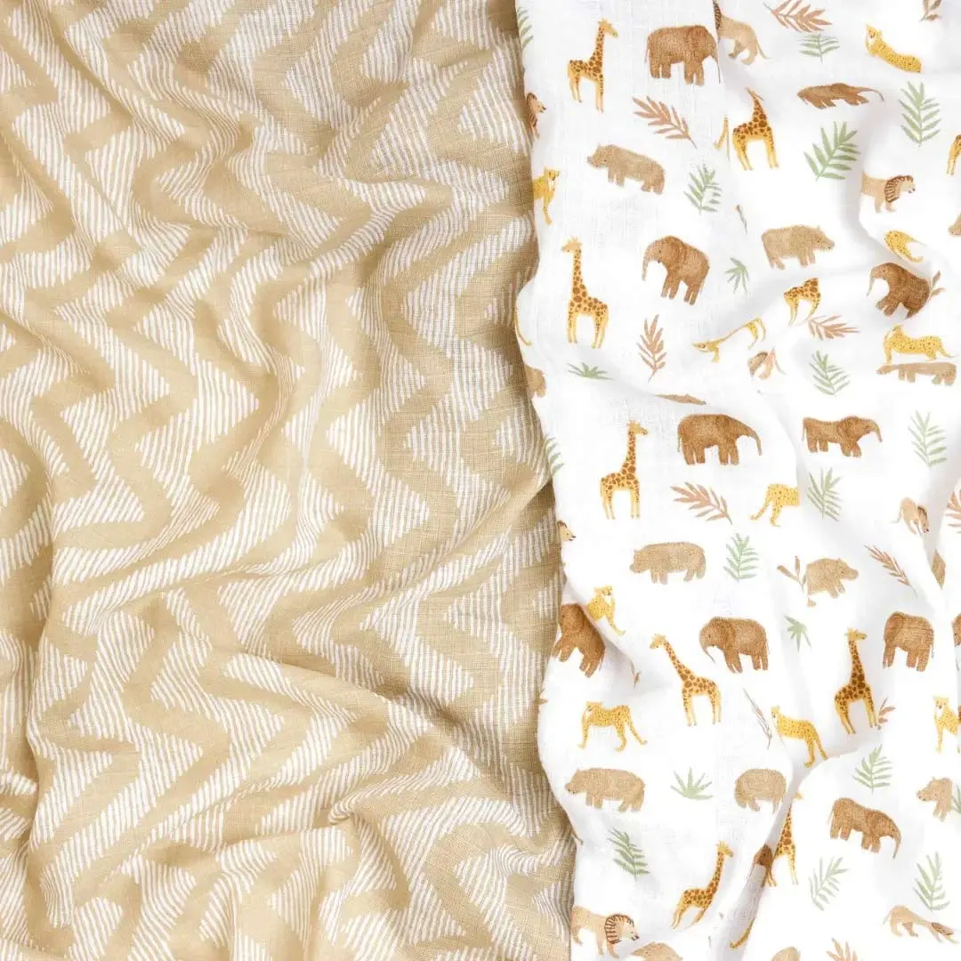 aden   anais Essentials Cotton Muslin 2 Pack Swaddle Blanket - Tanzania