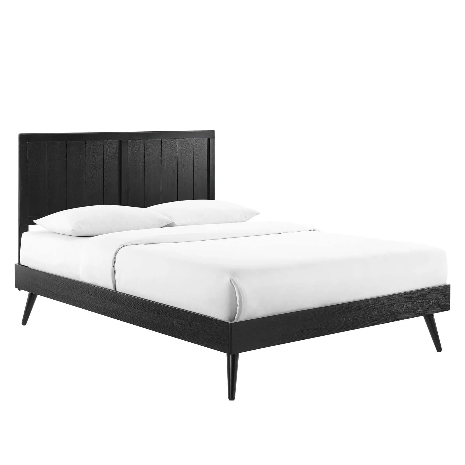 Alana Wood Platform Bed With Splayed Legs