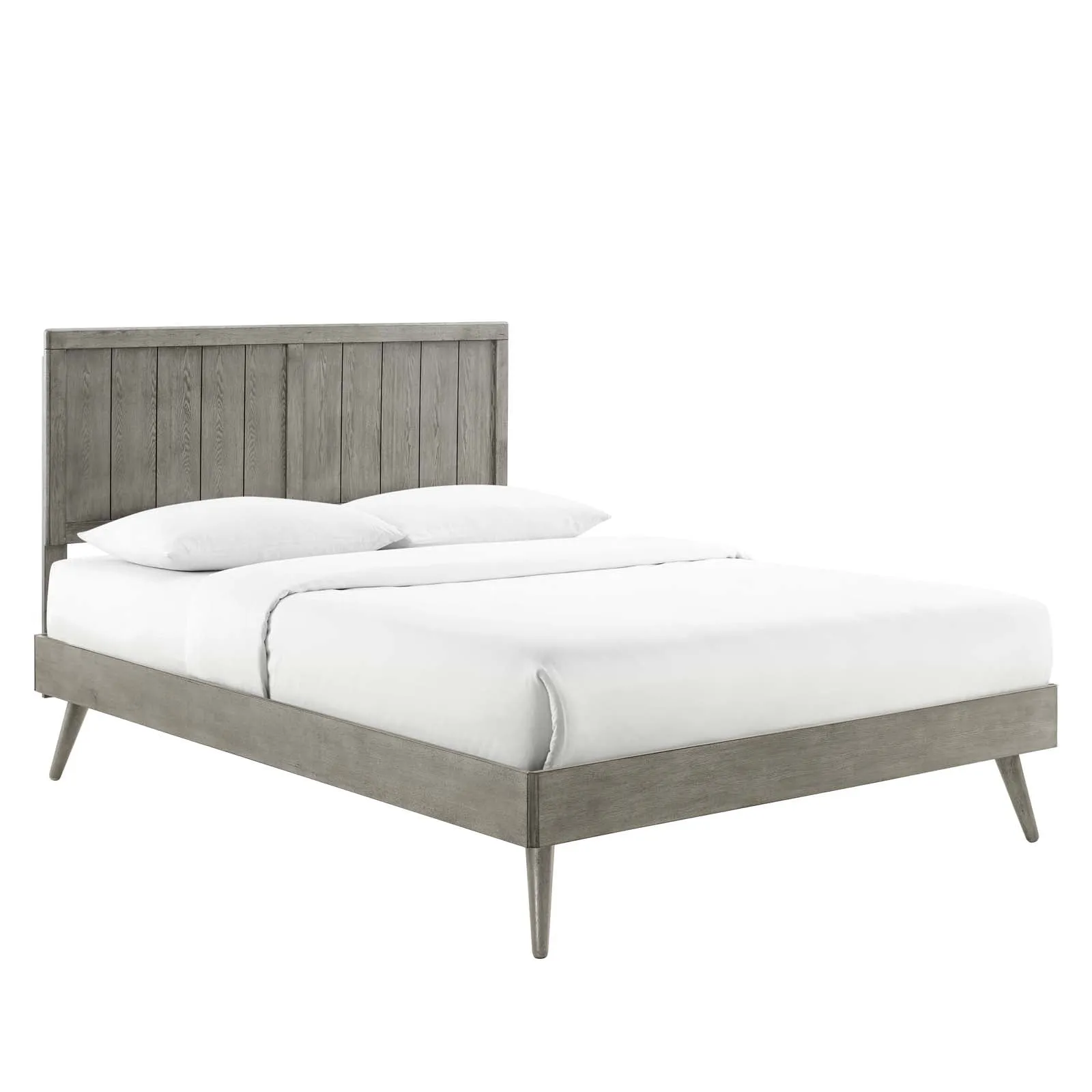 Alana Wood Platform Bed With Splayed Legs