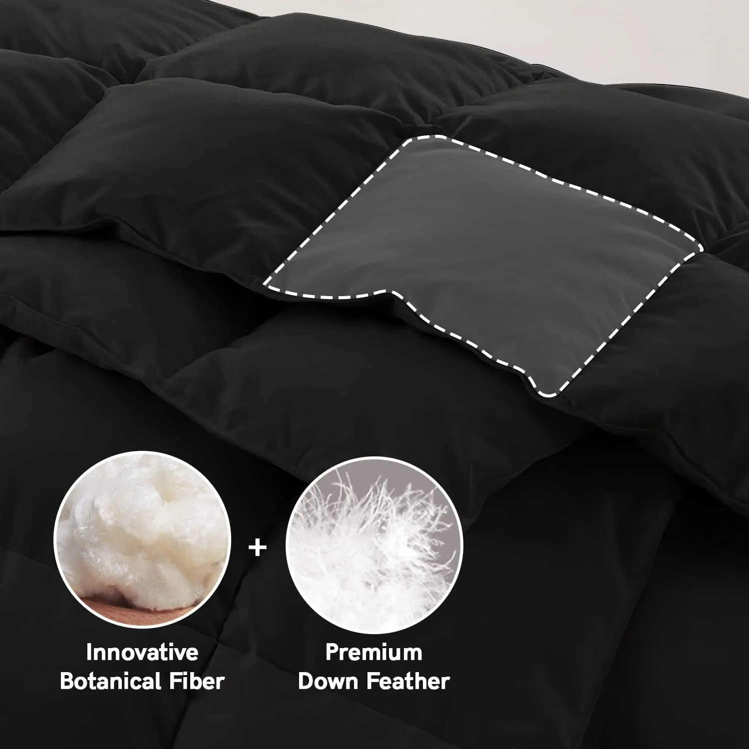 All Season Comforter - 100% Cotton Downproof Hypoallergenic Fabric - Quilted Fluffy Comforters with Corner Tabs