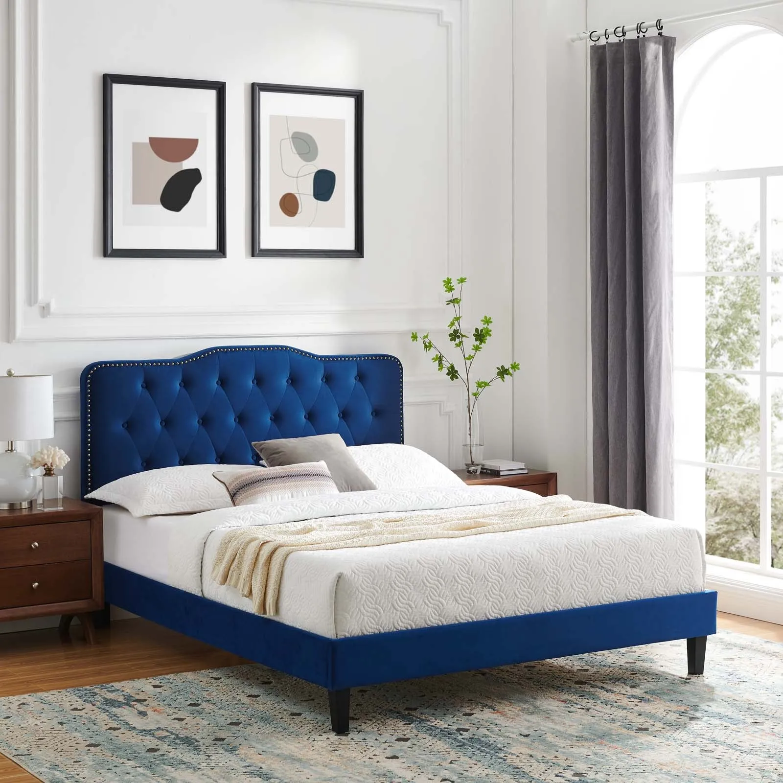 Amber Tufted Performance Velvet Platform Bed by Modway