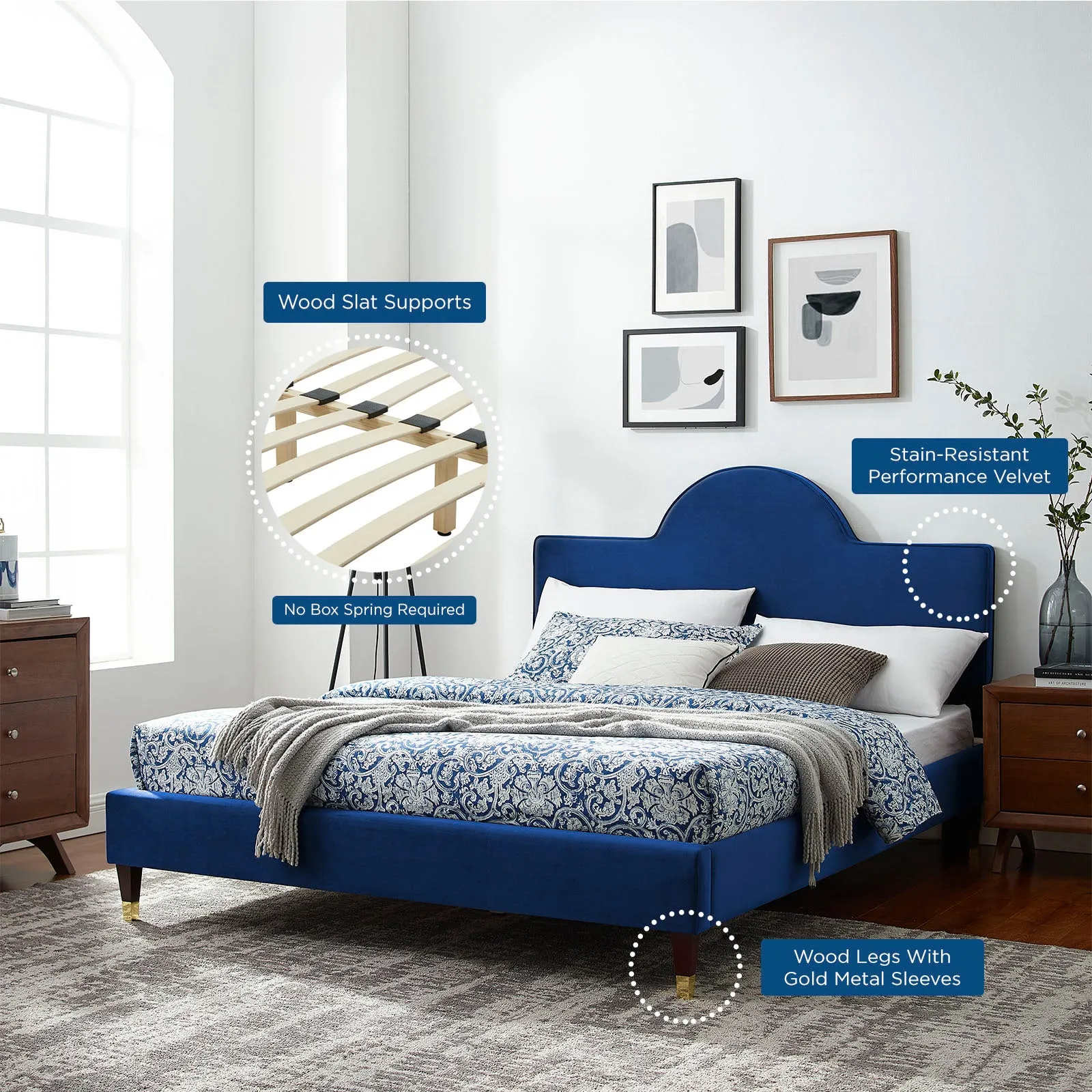 Aurora Performance Velvet Bed by Modway