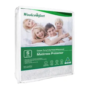 Australian Made Cotton Terry Fully Fitted Waterproof Mattress Protector - Single