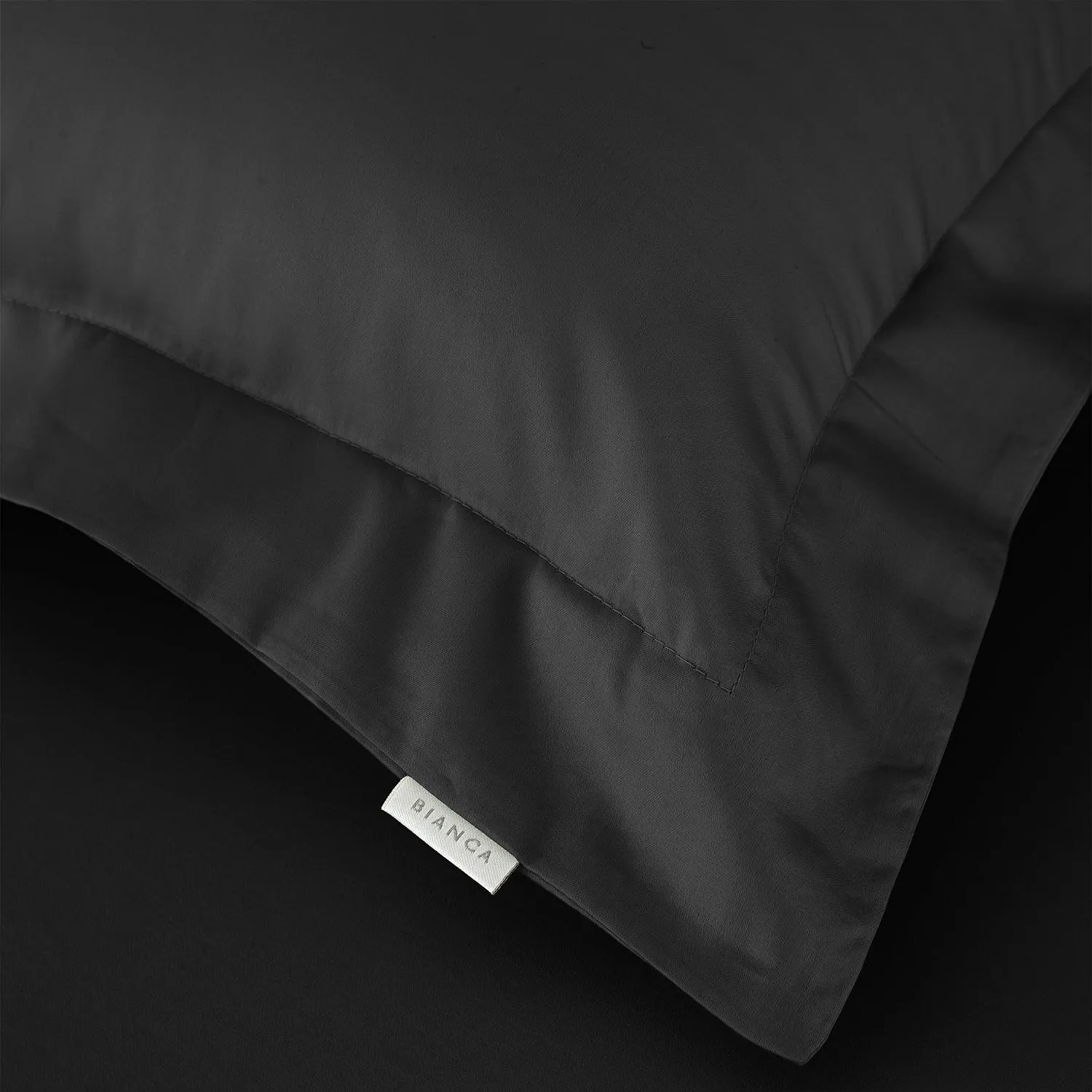 Bianca Black 400TC 100% Cotton Sateen Oxford Pillowcase Pair