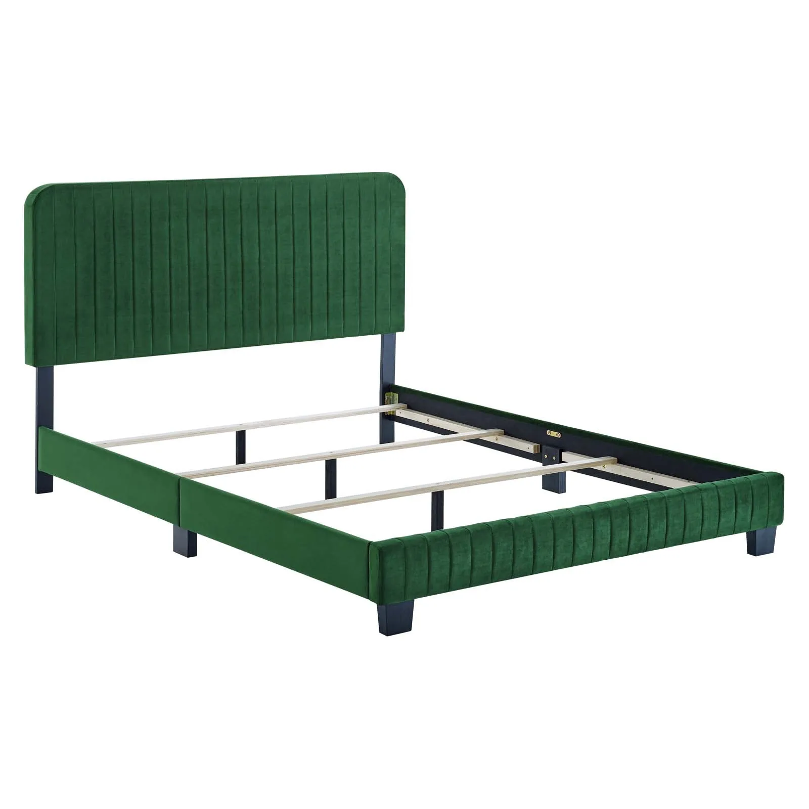 Celine Channel Tufted Performance Velvet Full Bed Emerald MOD-6331-EME