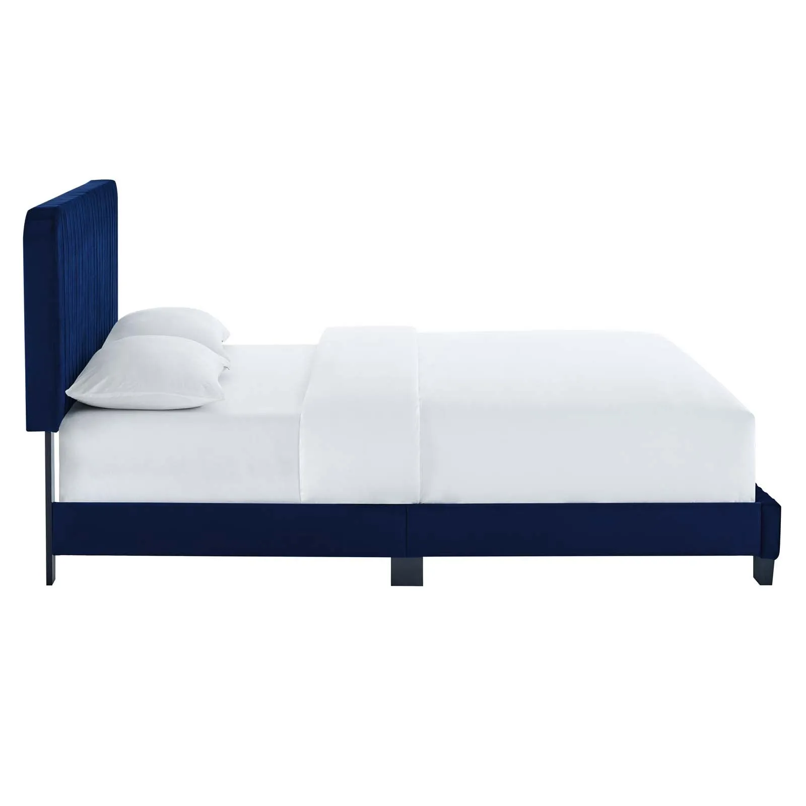 Celine Channel Tufted Performance Velvet Full Platform Bed Navy MOD-6335-NAV