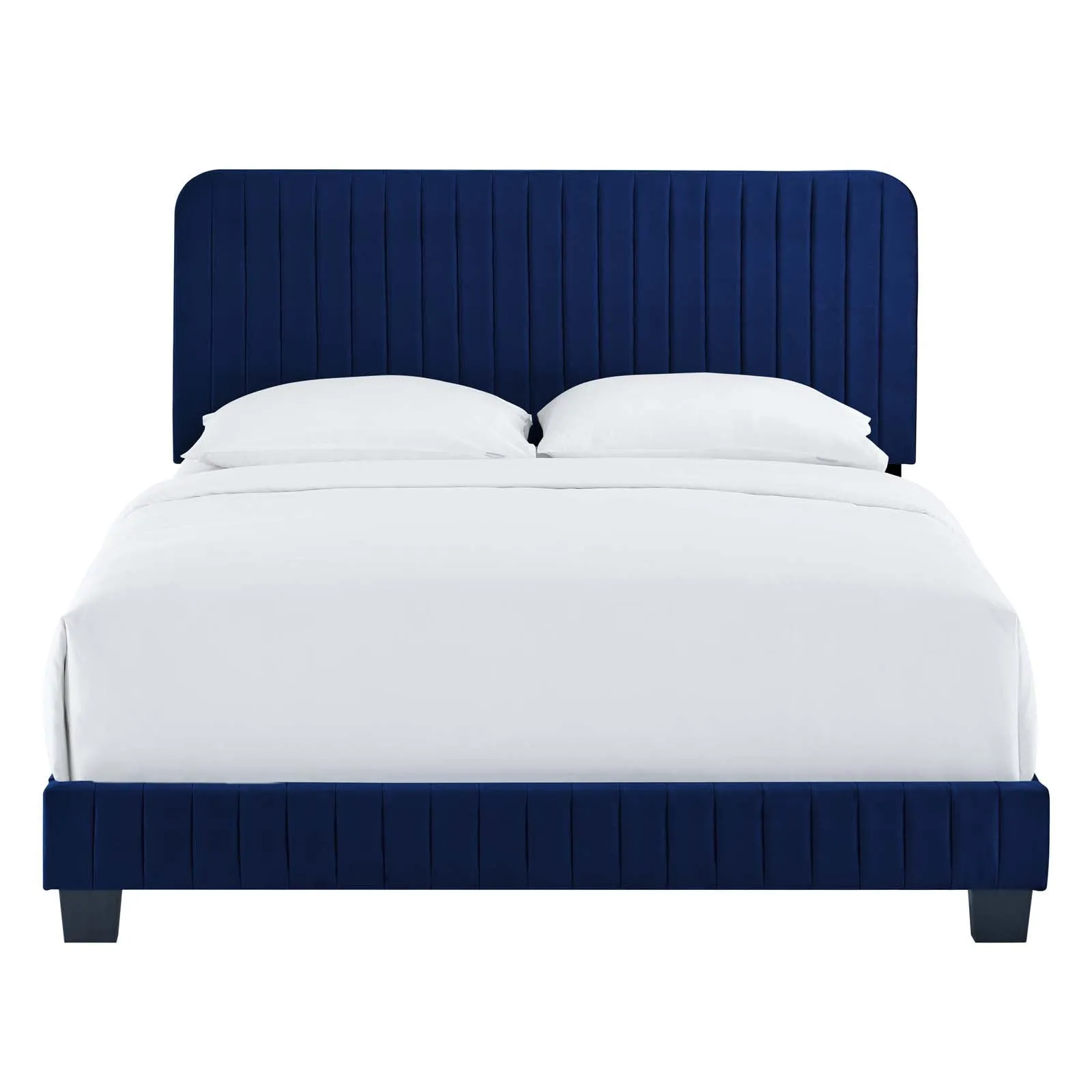 Celine Channel Tufted Performance Velvet Full Platform Bed Navy MOD-6335-NAV