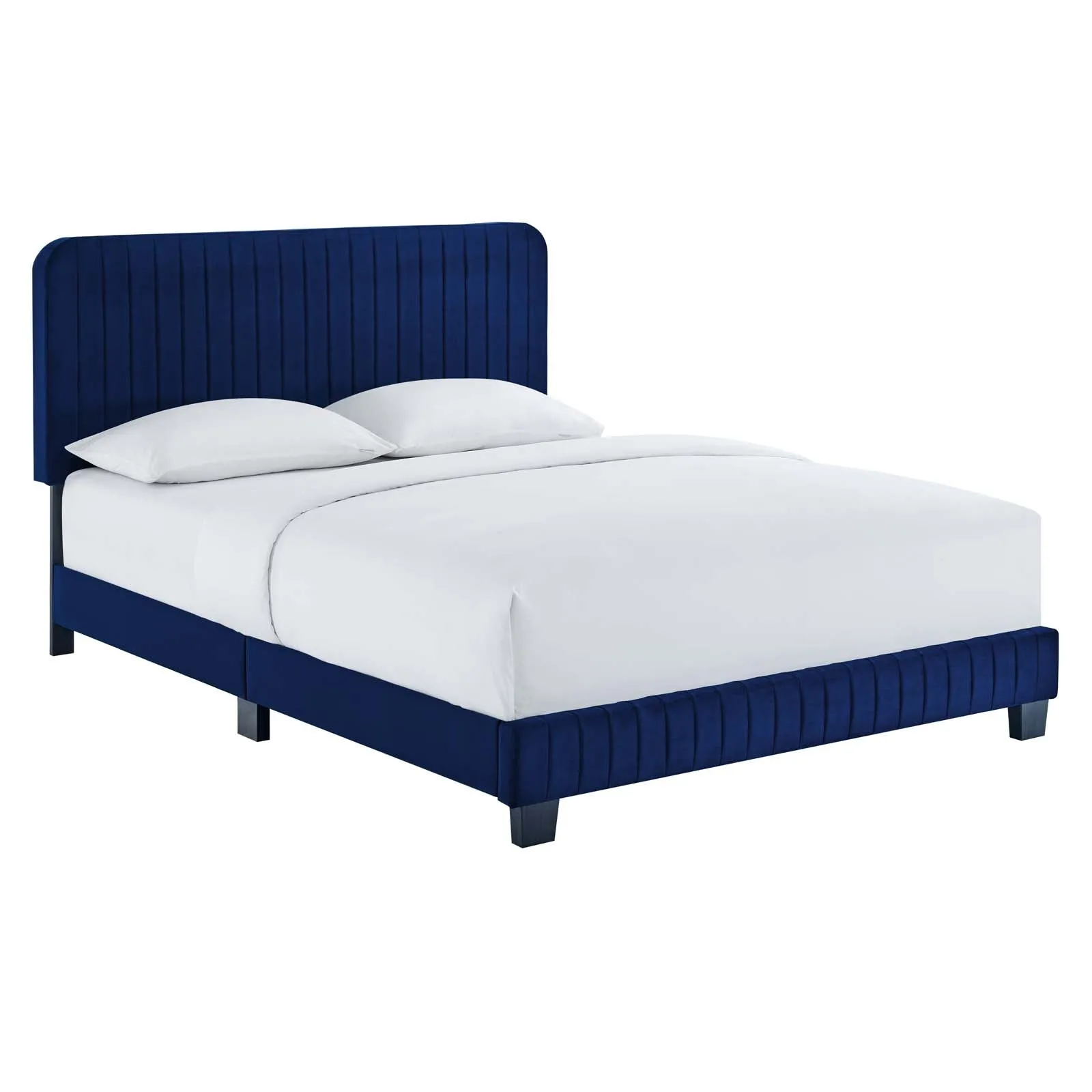 Celine Channel Tufted Performance Velvet Full Platform Bed Navy MOD-6335-NAV