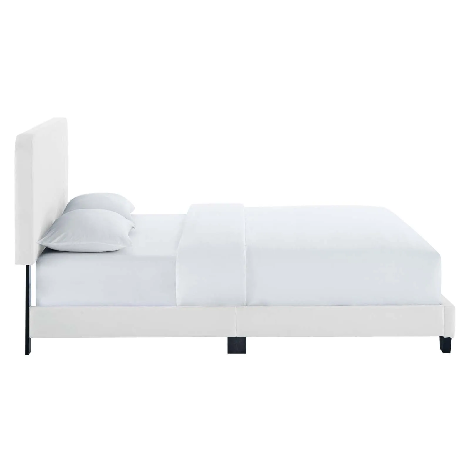 Celine Channel Tufted Performance Velvet Full Platform Bed White MOD-6335-WHI