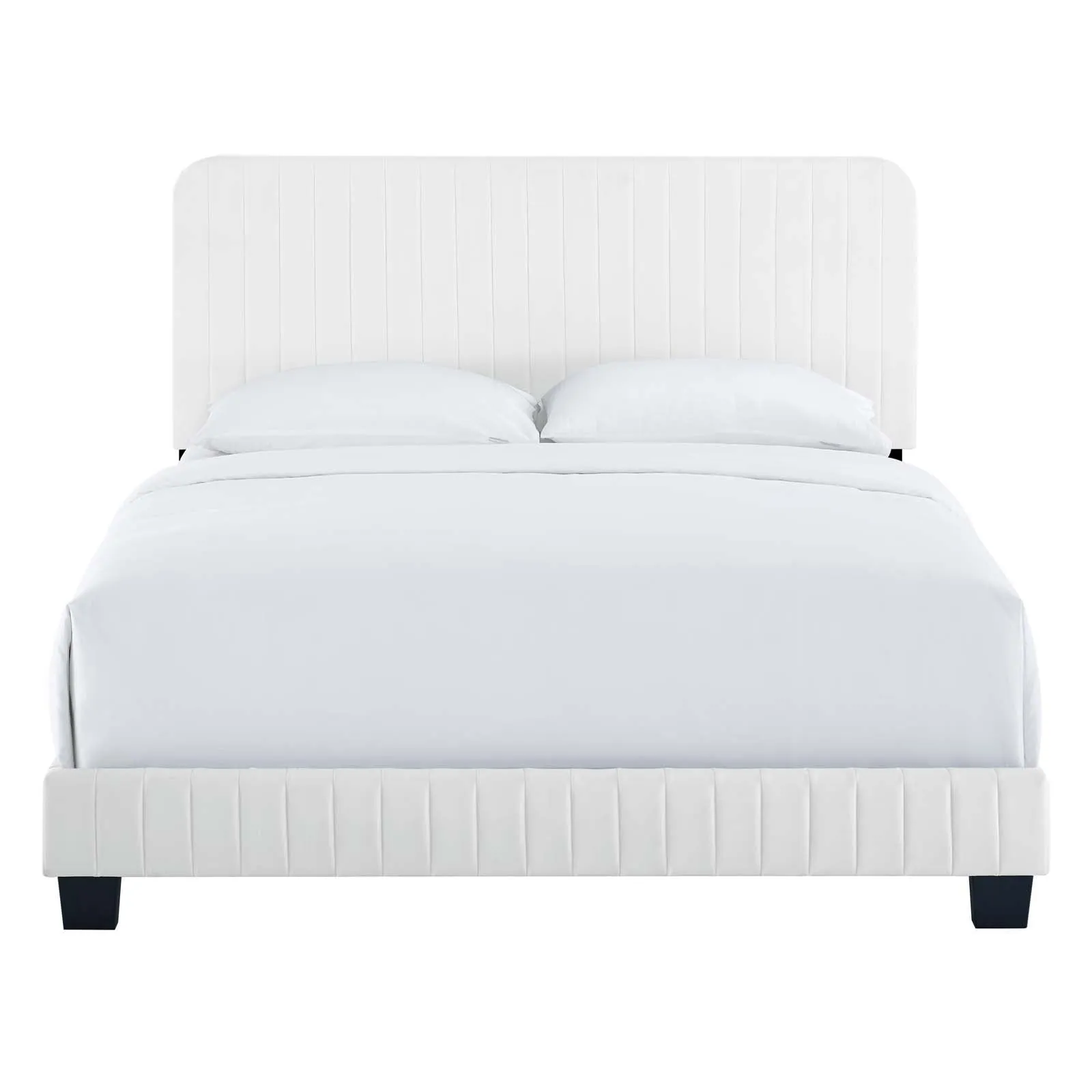 Celine Channel Tufted Performance Velvet Full Platform Bed White MOD-6335-WHI