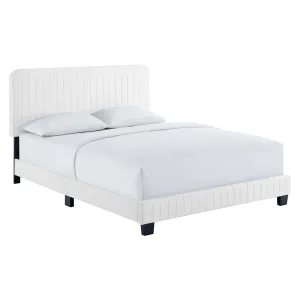 Celine Channel Tufted Performance Velvet Full Platform Bed White MOD-6335-WHI