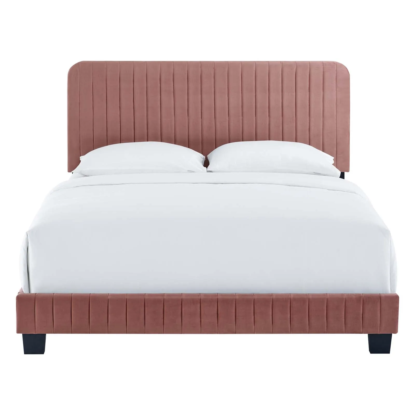 Celine Channel Tufted Performance Velvet King Bed Dusty Rose MOD-6329-DUS