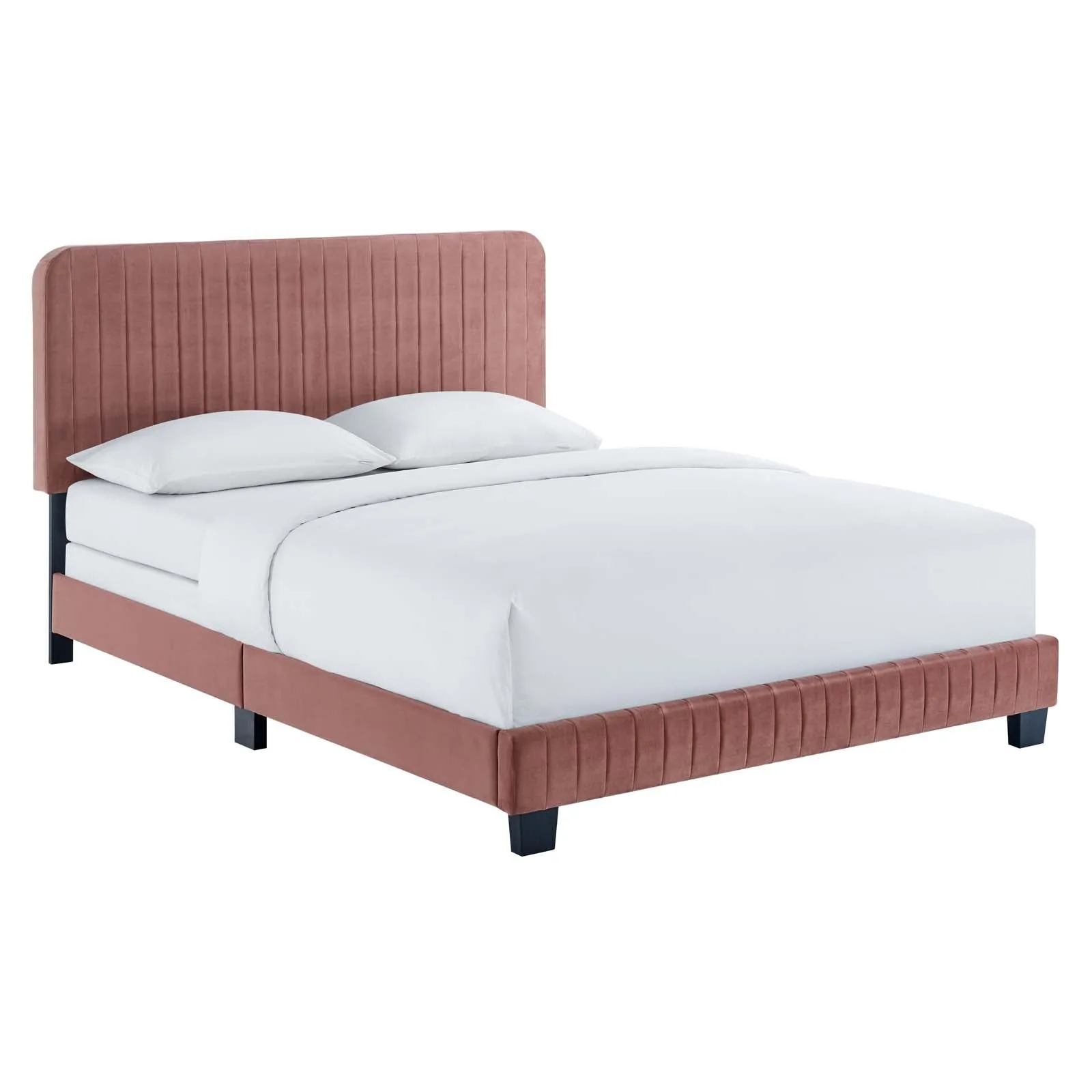 Celine Channel Tufted Performance Velvet King Bed Dusty Rose MOD-6329-DUS