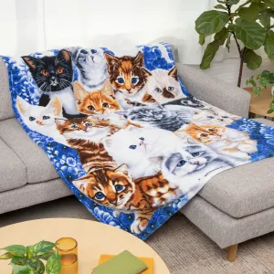 Collage Kitten Fleece Blanket For Bed, 50" X 60" Cute Fleece Throw Blanket