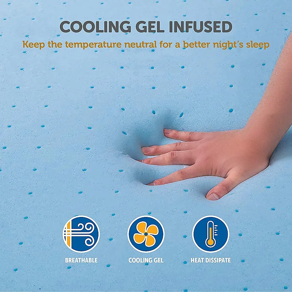 Cooling Gel Memory Foam Mattress Topper, Queen, Hypoallergenic - Palermo