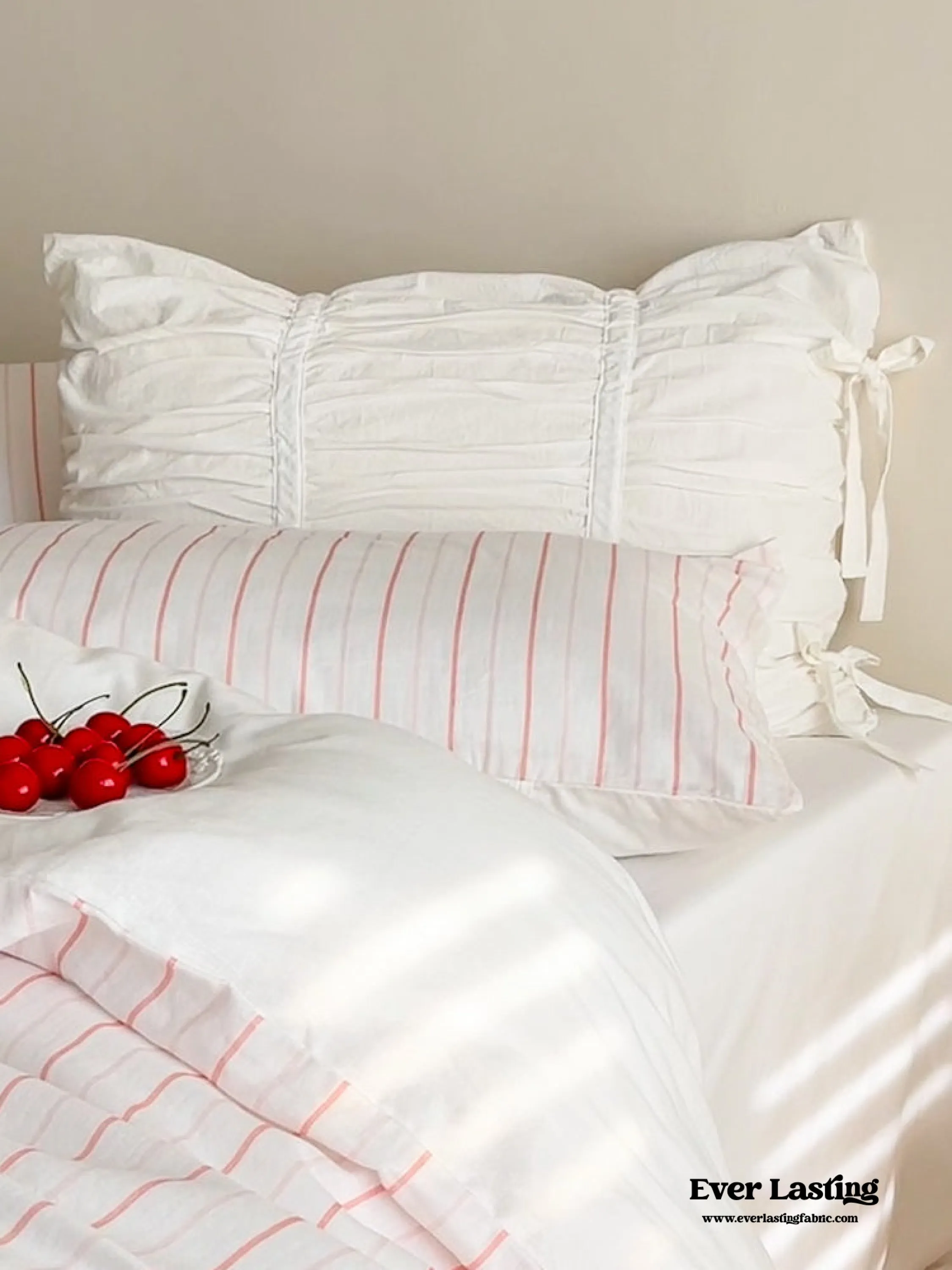 Coquette Ribbon Ties Pillowcases / White