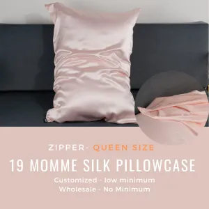 Custom Wholesale Silk Pillowcase 19 Momme Zipper Closure - Queen size