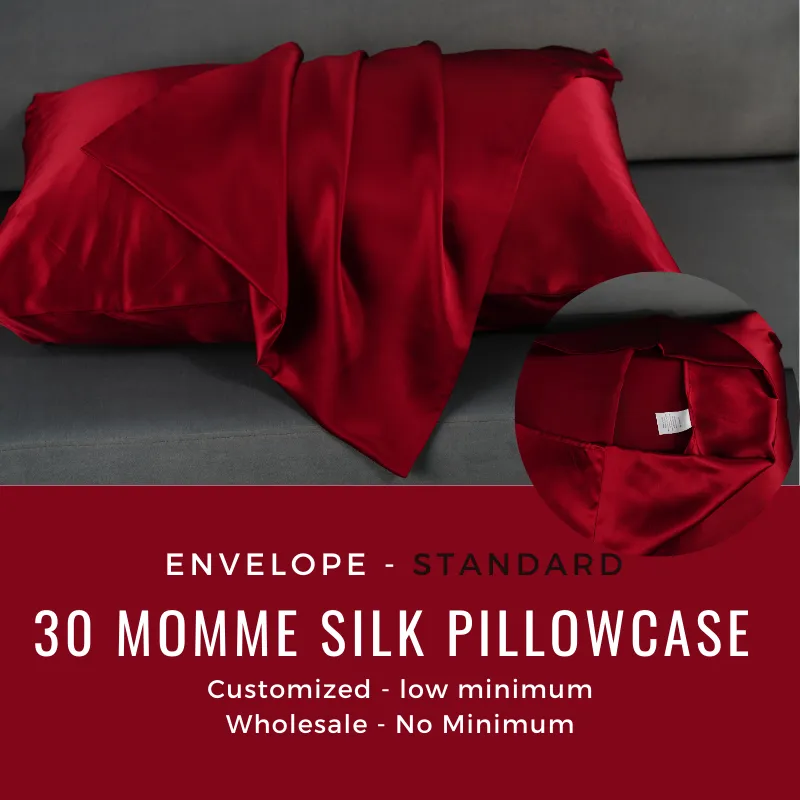 Custom Wholesale Silk Pillowcase 30 Momme Envelope Closure - Standard size