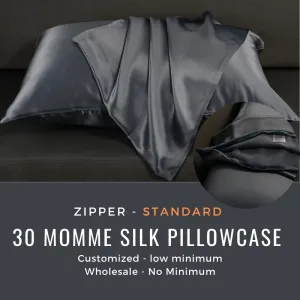 Custom Wholesale Silk Pillowcase 30 Momme Zipper Closure - Standard size