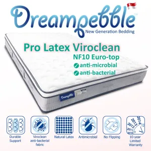 Dreampebble NF10 10" Pro Latex Viroclean Pocketed Spring Mattress