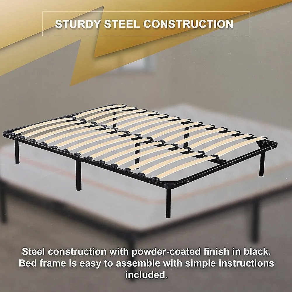 Durable Black Steel Double Bed Frame - Easy Assembly