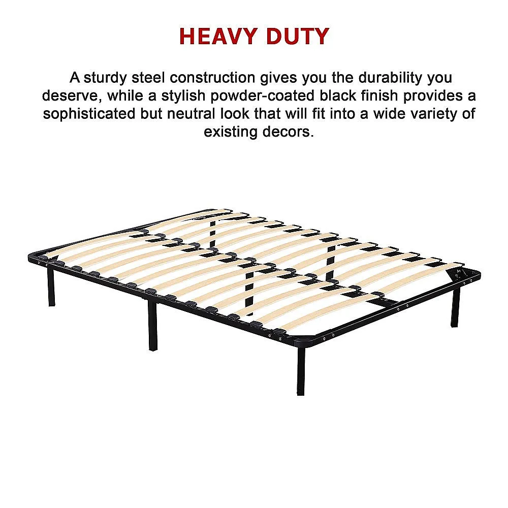 Durable Black Steel Double Bed Frame - Easy Assembly