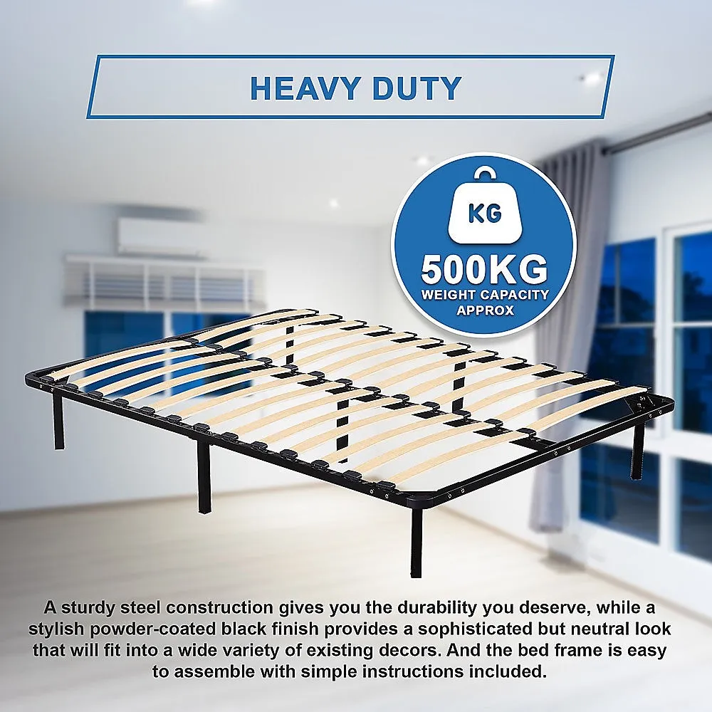 Durable Black Steel Double Bed Frame - Easy Assembly