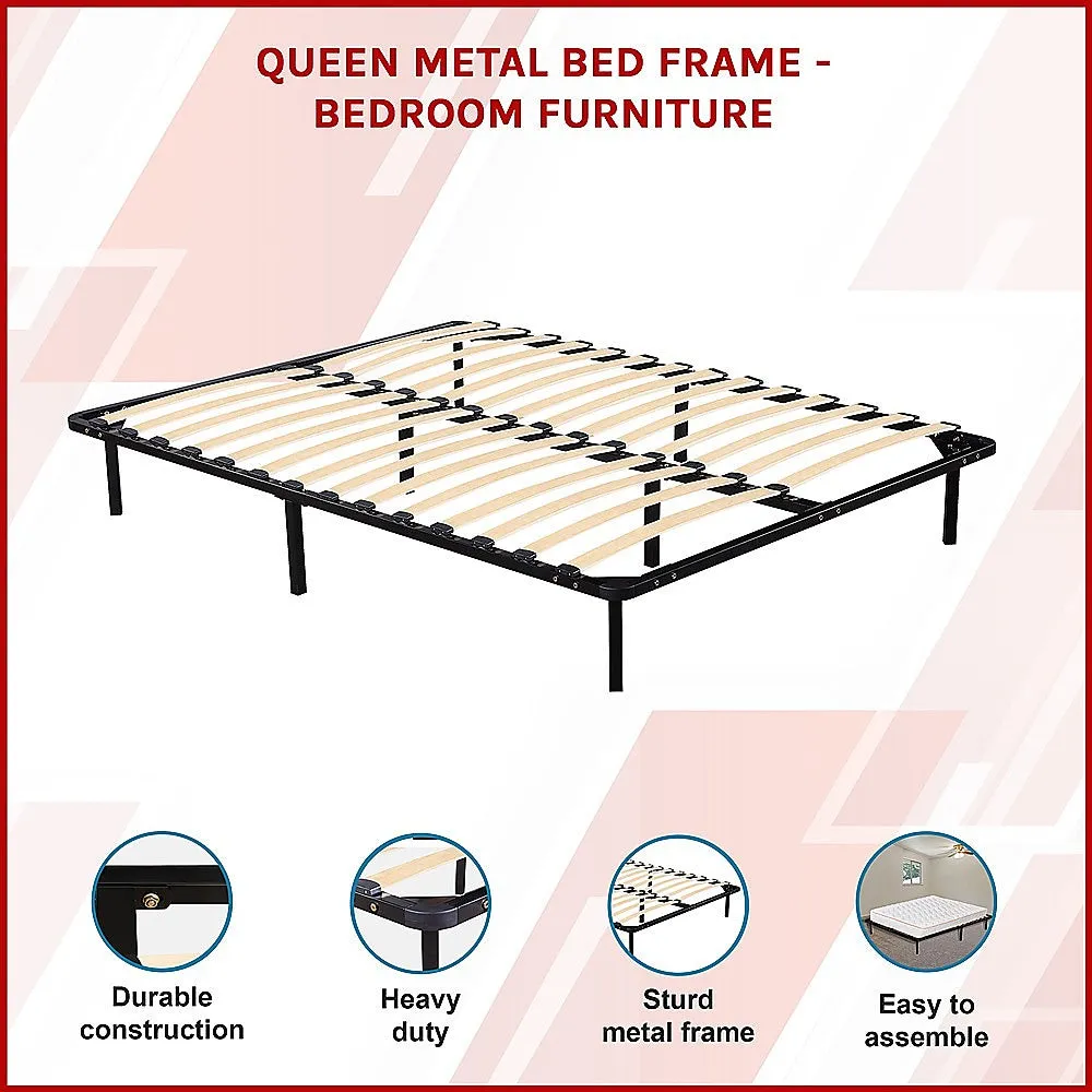 Durable Steel Queen Bed Frame with Black Finish