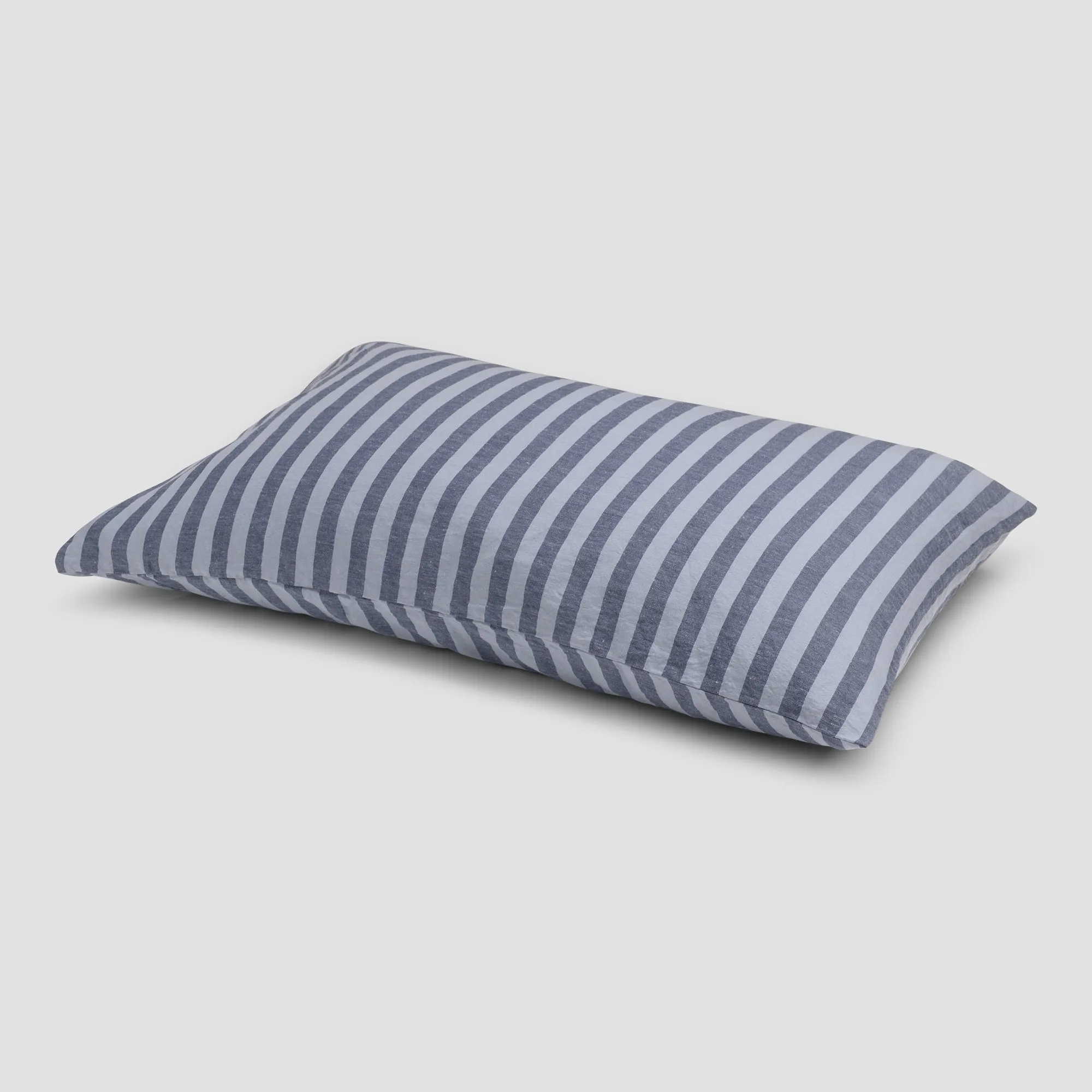 Dusty Blue Amberley Stripe Linen Blend Pillowcases (Pair)