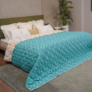 Fluffy & Heavy 200 GSM Microfiber Reversible Quilted Winter Comforters (France Blue-Single, Double)