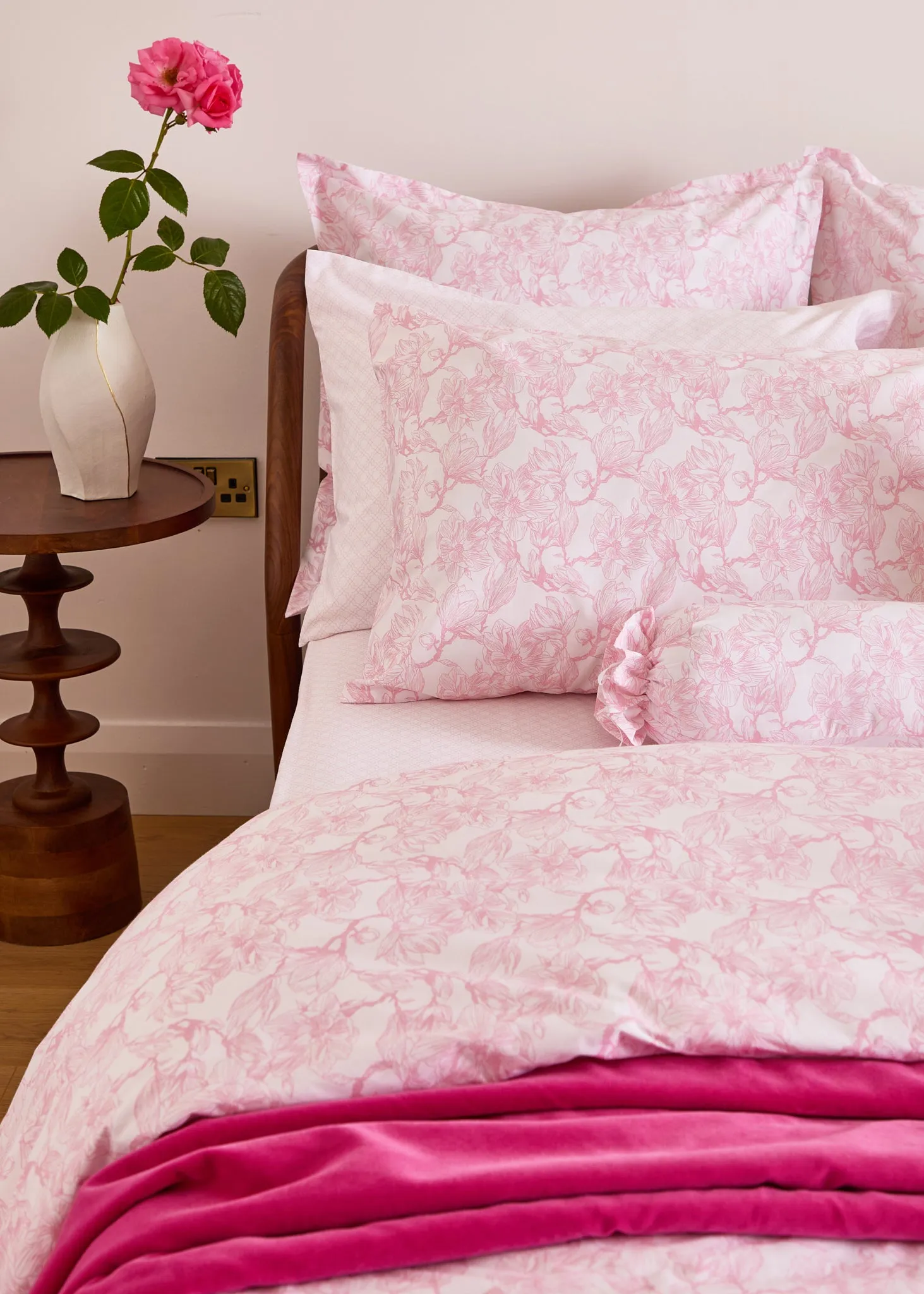 Foxford Pink Magnolia King Pillowcase Set