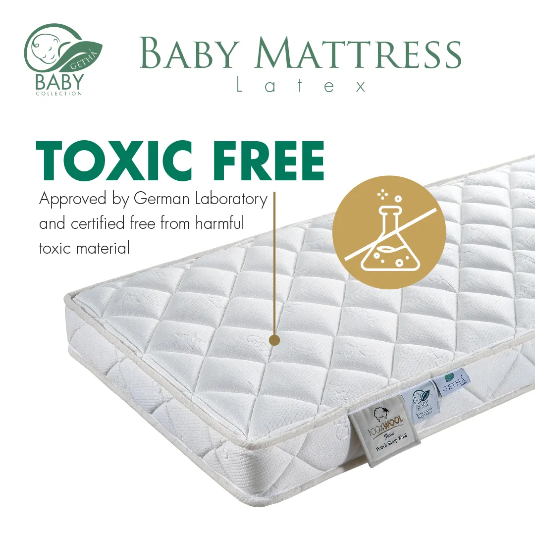 Getha Baby Mattress 100% Natural Latex with French Wool Padding