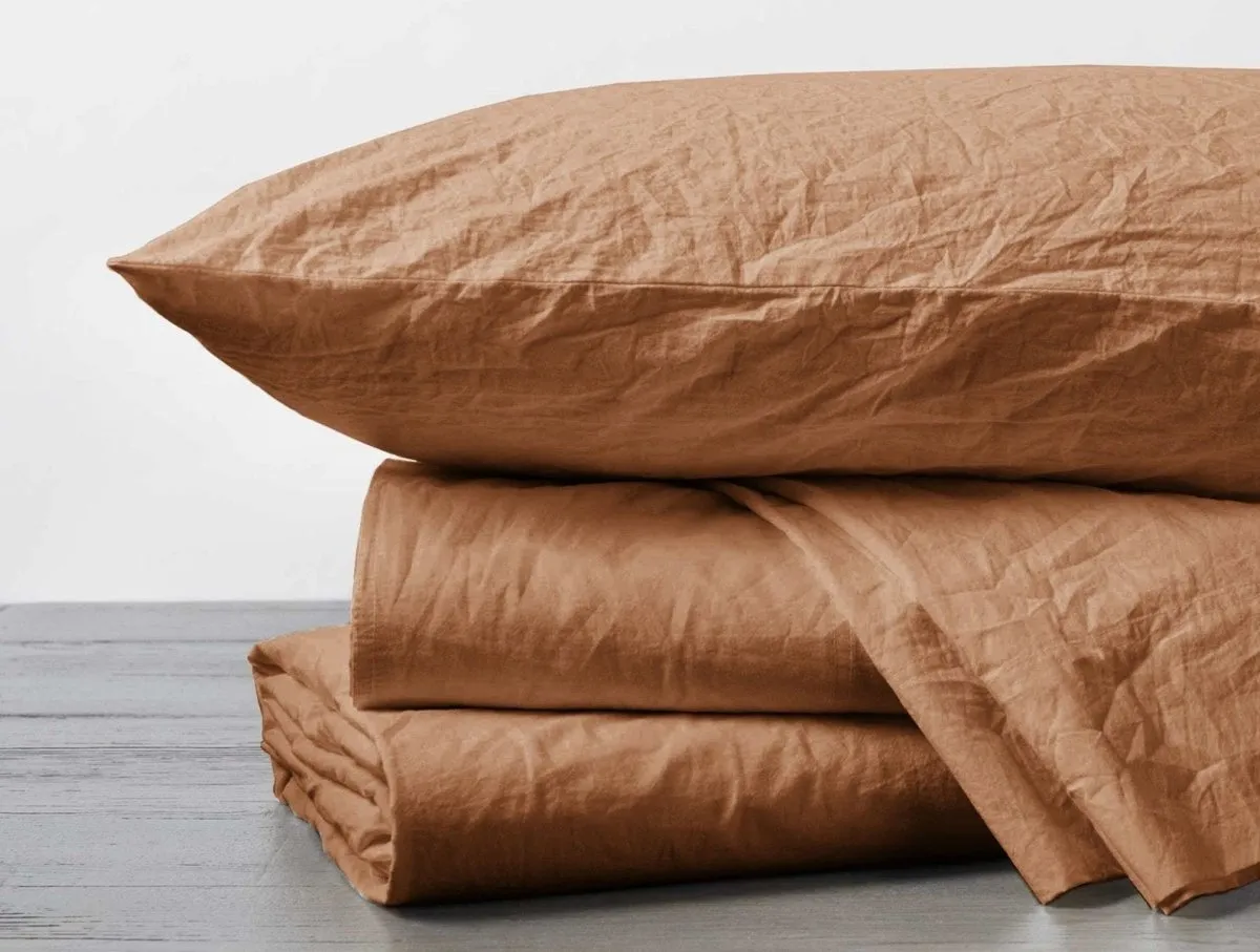 Ginger Organic Crinkled Percale Sheet Set by Coyuchi