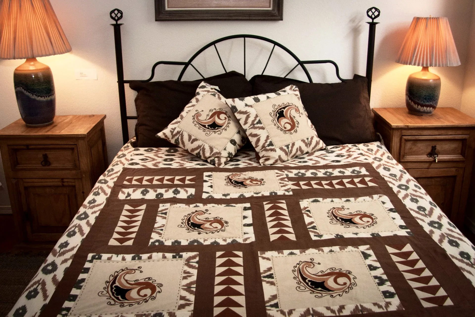 Ikat & Suzani Bedspread Set, Hand Embroidered "Qalanfur" (Pepper)