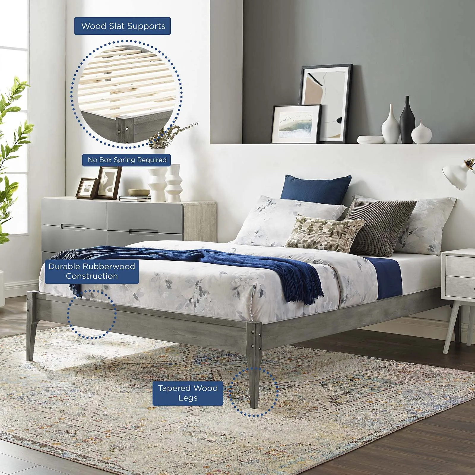 June Wood Platform Bed Frame