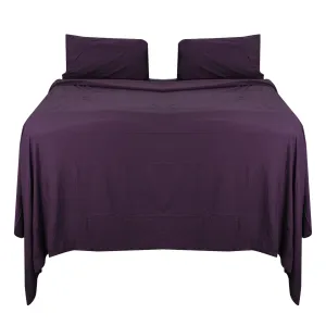 King Size Sheets Set 101" W X 108" L - 4-Piece Purple Mattress Sheets - Silky