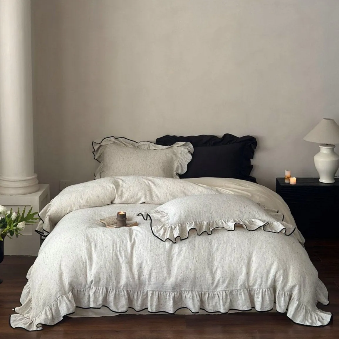 Élise French Vintage Ruffled Double Gauze Bedding Set