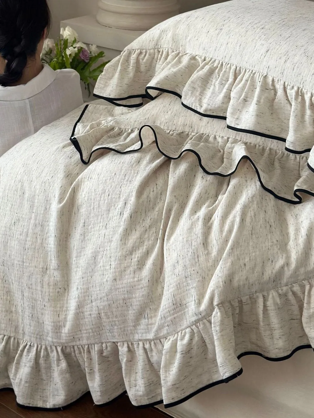 Élise French Vintage Ruffled Double Gauze Bedding Set