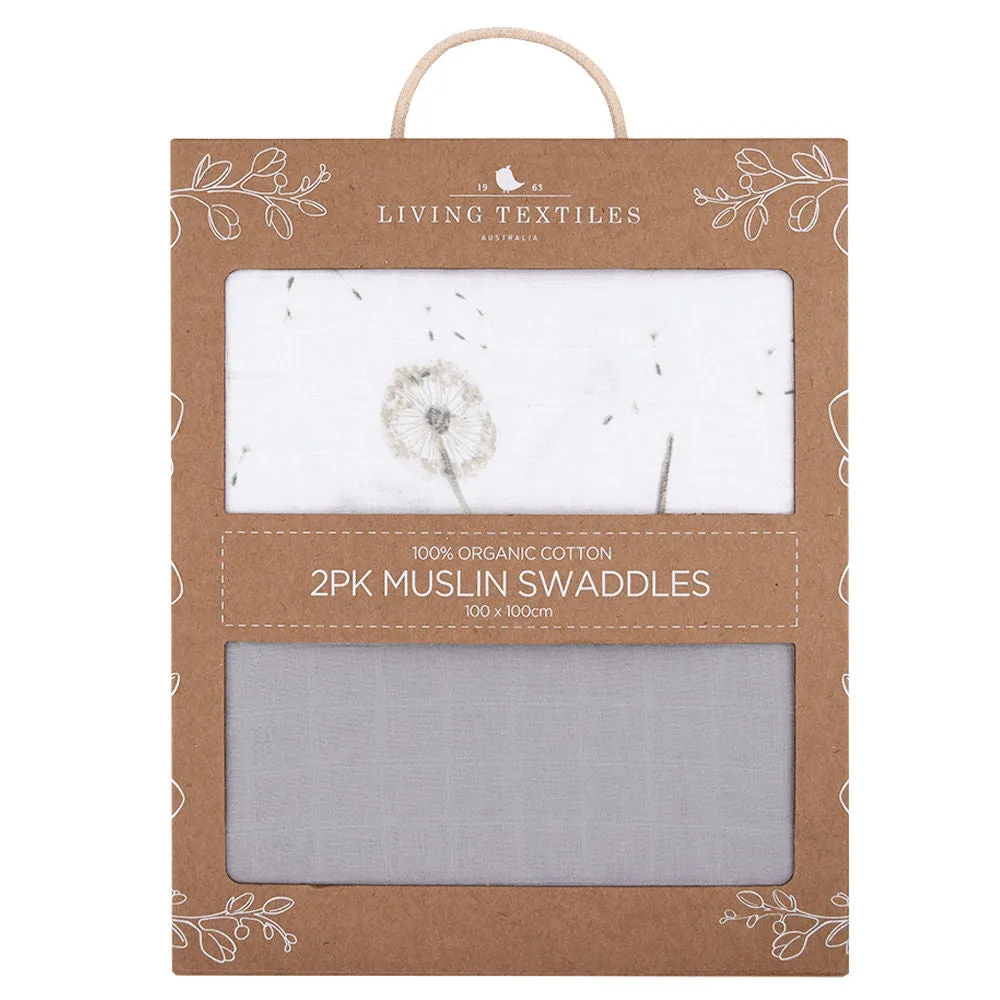 Living Textiles Organic Muslin Swaddle Wraps - Dandelion