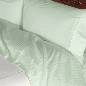 Luxury 1000 TC 100% Egyptian Cotton Queen Sheet Set Striped In Sage