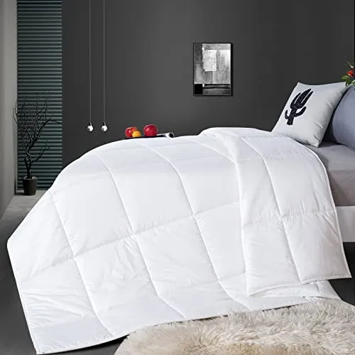 Natural Wool Comforter 100% Natural Australian Wool Duvet, Washable Noiseless Cotton Cover