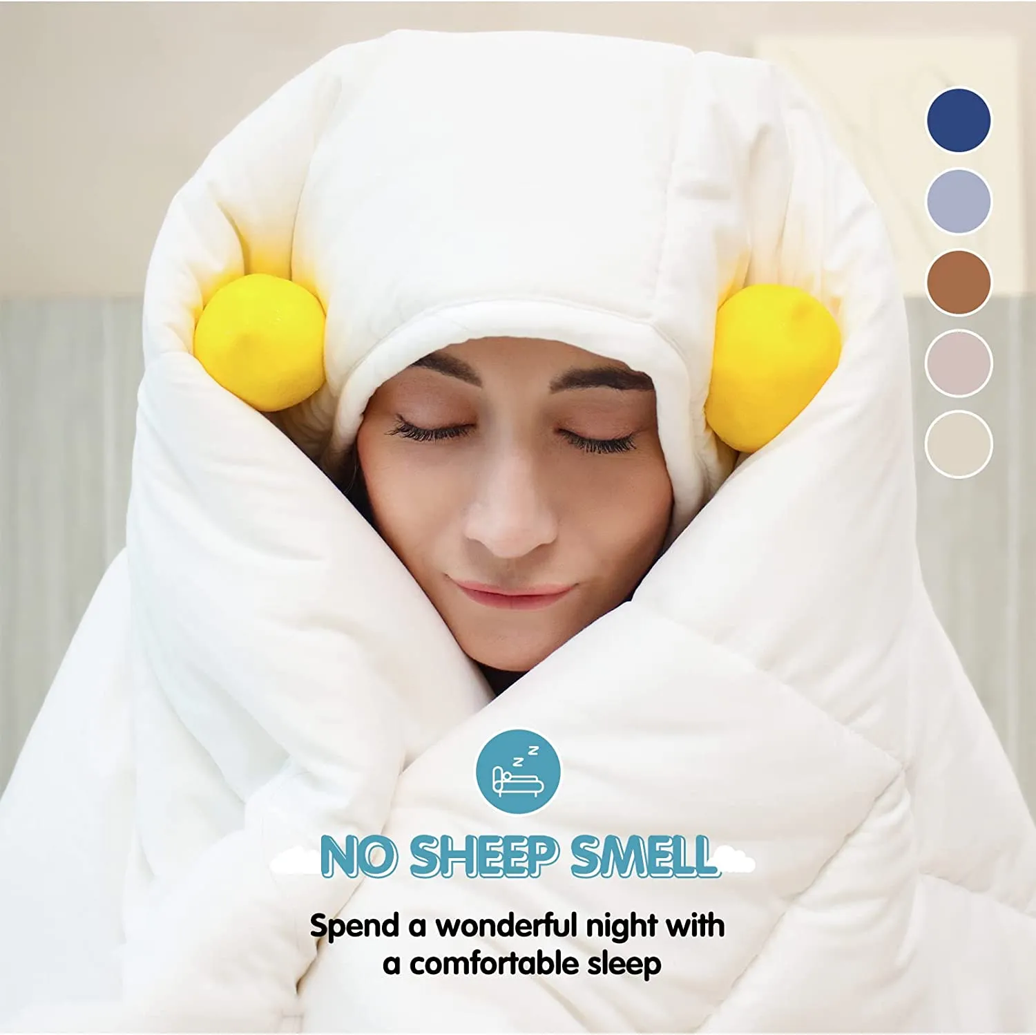 Natural Wool Comforter 100% Natural Australian Wool Duvet, Washable Noiseless Cotton Cover