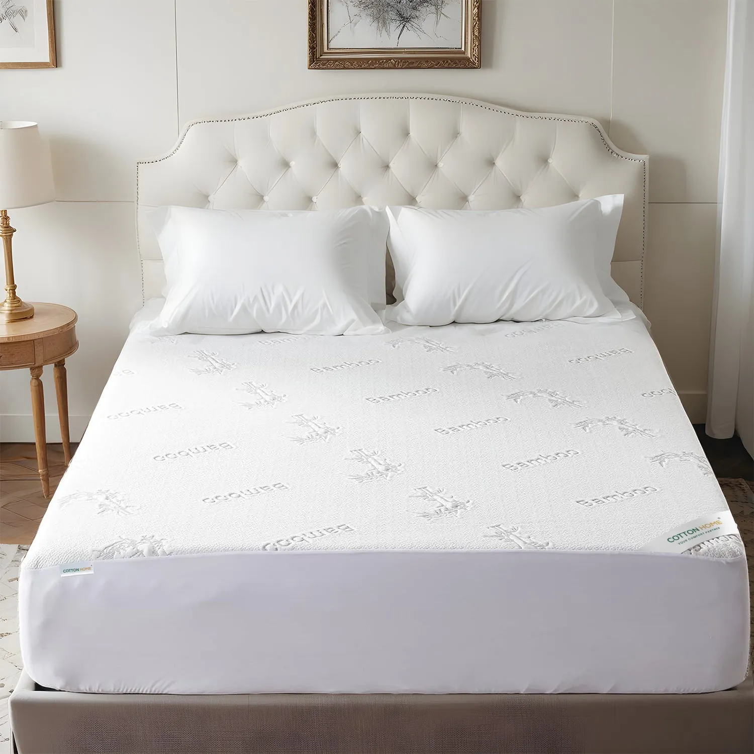 Premium Bamboo Mattress Protector 180x200 35CM | Gray | Breathable & Waterproof by Cotton Home