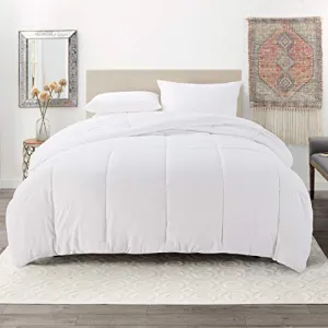 Quilted Down Alternative Comforter Hypoallergenic Pure White Duvet Insert